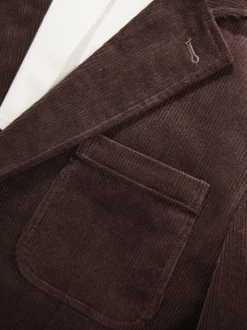 Marron - Veste de costume décontractée en velours côtelé