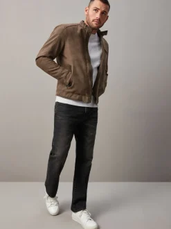 Marron - Veste de motard en cuir faux