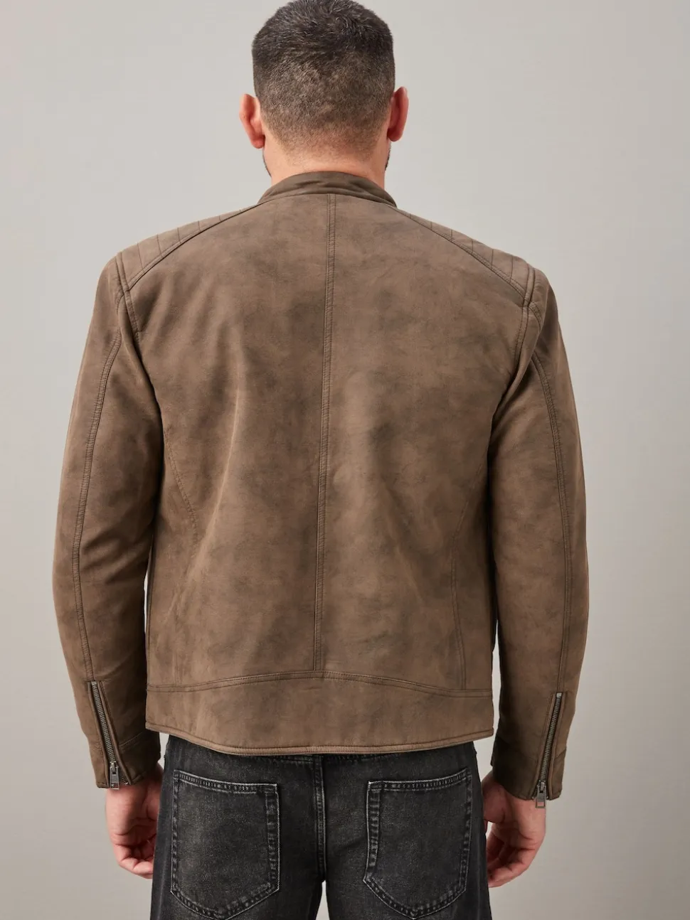 Marron - Veste de motard en cuir faux