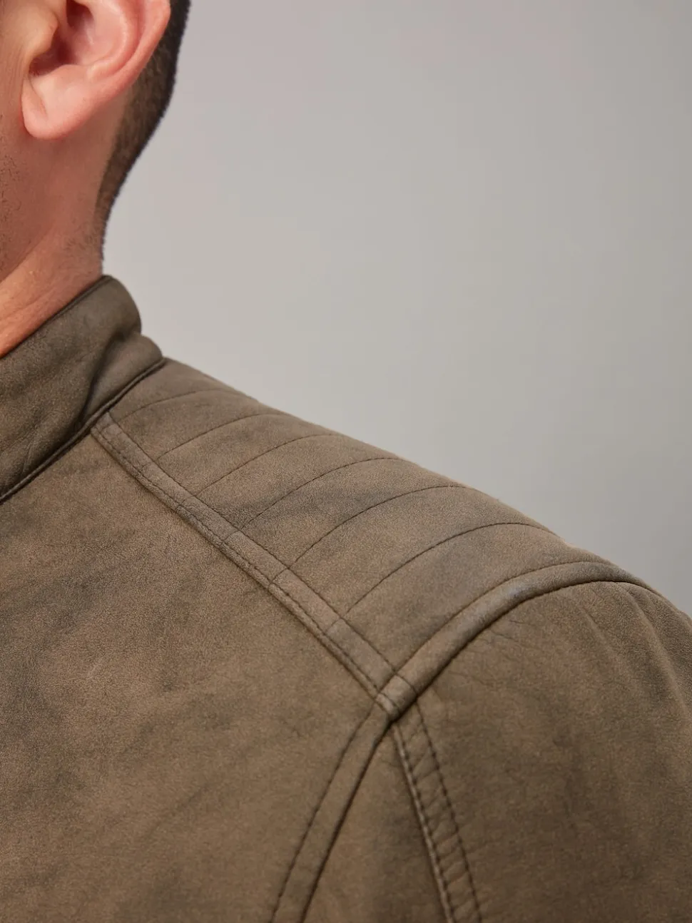 Marron - Veste de motard en cuir faux