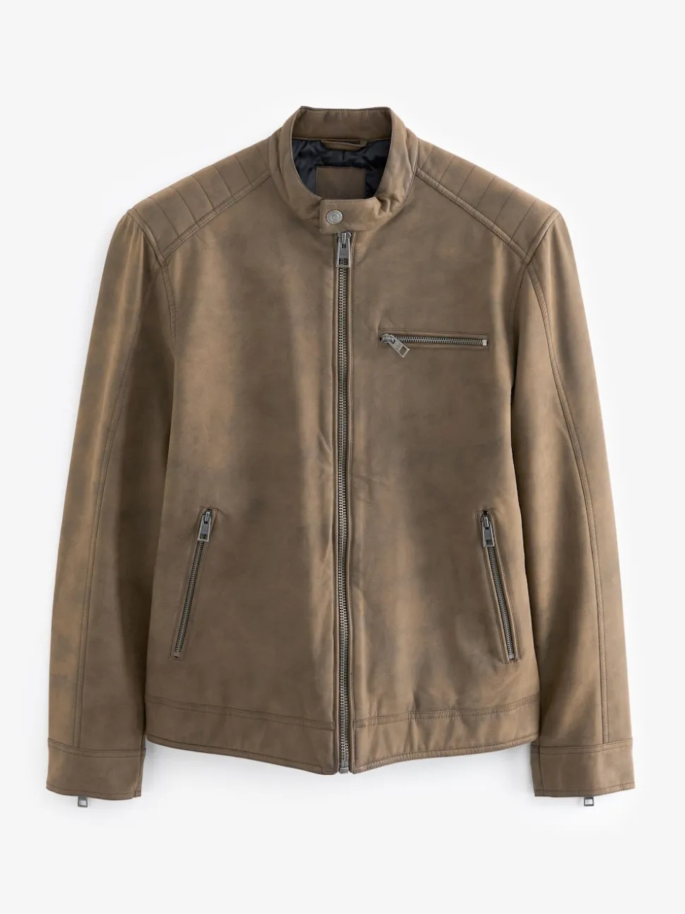 Marron - Veste de motard en cuir faux