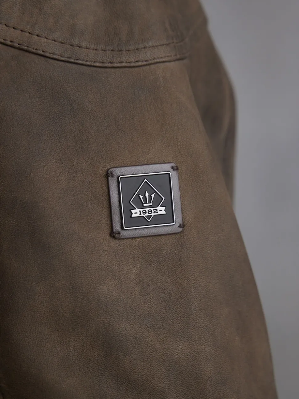 Marron - Veste motard Signature en cuir à quatre poches