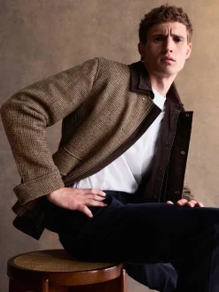 Marron - Veste Signature Harris en velours côtelé à dents de chiot