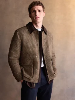 Marron - Veste Signature Harris en velours côtelé à dents de chiot