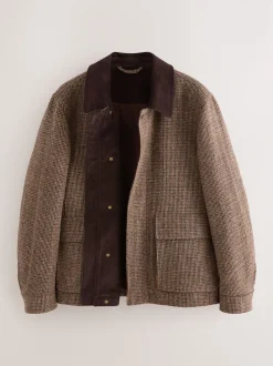 Marron - Veste Signature Harris en velours côtelé à dents de chiot