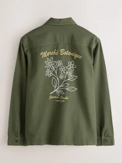 Marron - Veste-chemise à poche à ourlet