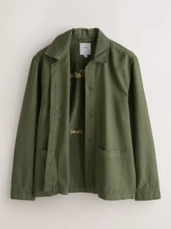 Marron - Veste-chemise à poche à ourlet