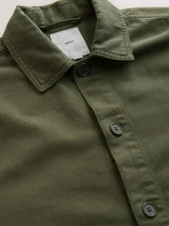 Marron - Veste-chemise à poche à ourlet