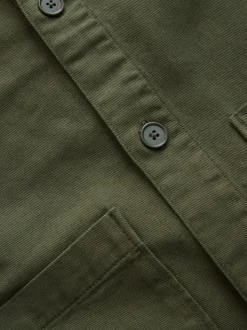 Marron - Veste-chemise à poche à ourlet