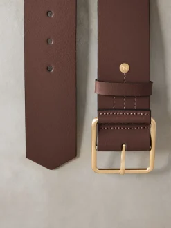 Marron café - Large ceinture en cuir N. Premium Made In Italy
