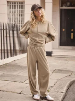 Marron café - Pantalons coupe ballon à finition brossée douce