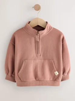 Marron café - Sweat-shirt à col zippé (3mois-7ans)