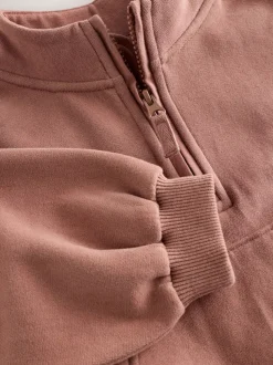 Marron café - Sweat-shirt à col zippé (3mois-7ans)