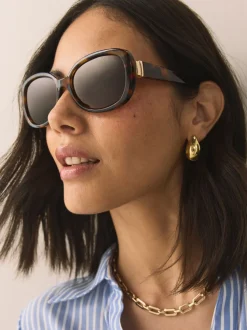 Marron écaille de tortue - Lunettes de soleil cache-cœur carrées