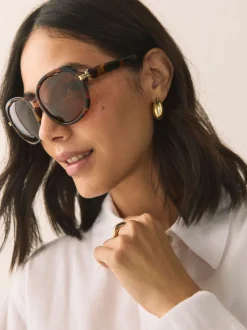 Marron écaille de tortue - Lunettes de soleil carrées