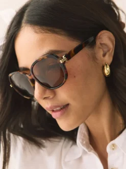 Marron écaille de tortue - Lunettes de soleil carrées