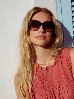 Marron écaille de tortue - Lunettes de soleil enveloppantes en acétate