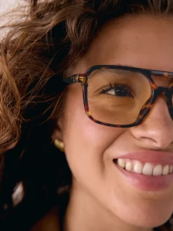 Marron écaille de tortue - Lunettes de soleil carrées