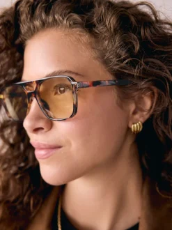 Marron écaille de tortue - Lunettes de soleil carrées