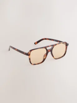 Marron écaille de tortue - Lunettes de soleil carrées