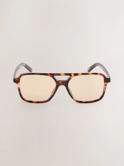 Marron écaille de tortue - Lunettes de soleil carrées
