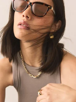 Marron écaille de tortue - Lunettes de soleil carrées