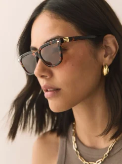 Marron écaille de tortue - Lunettes de soleil carrées