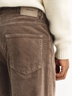 Marron champignon - Pantalons extensible à 5 poches en velours côtelé