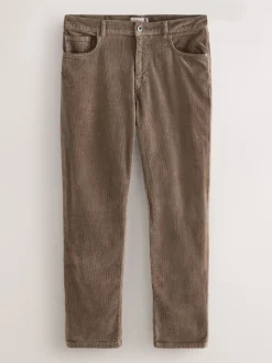 Marron champignon - Pantalons extensible à 5 poches en velours côtelé