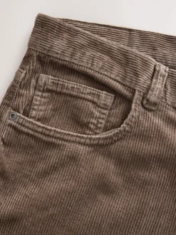 Marron champignon - Pantalons extensible à 5 poches en velours côtelé