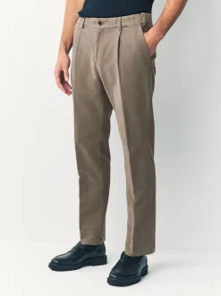 Marron champignon - Pantalon chino en tissu italien Emmetex Moleskin en tissu italien coupe classique