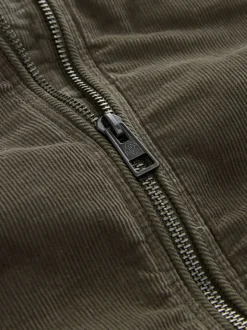 Marron champignon - Veste doublée en velours côtelé et en peau de mouton