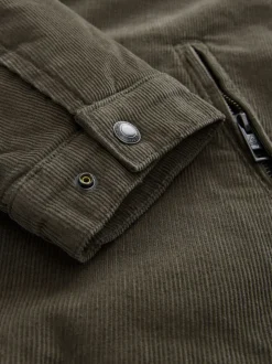 Marron champignon - Veste doublée en velours côtelé et en peau de mouton