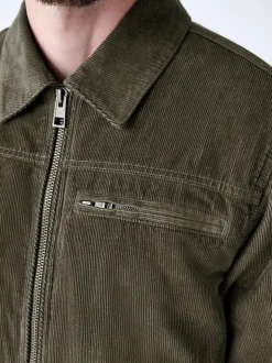 Marron champignon - Veste doublée en velours côtelé et en peau de mouton