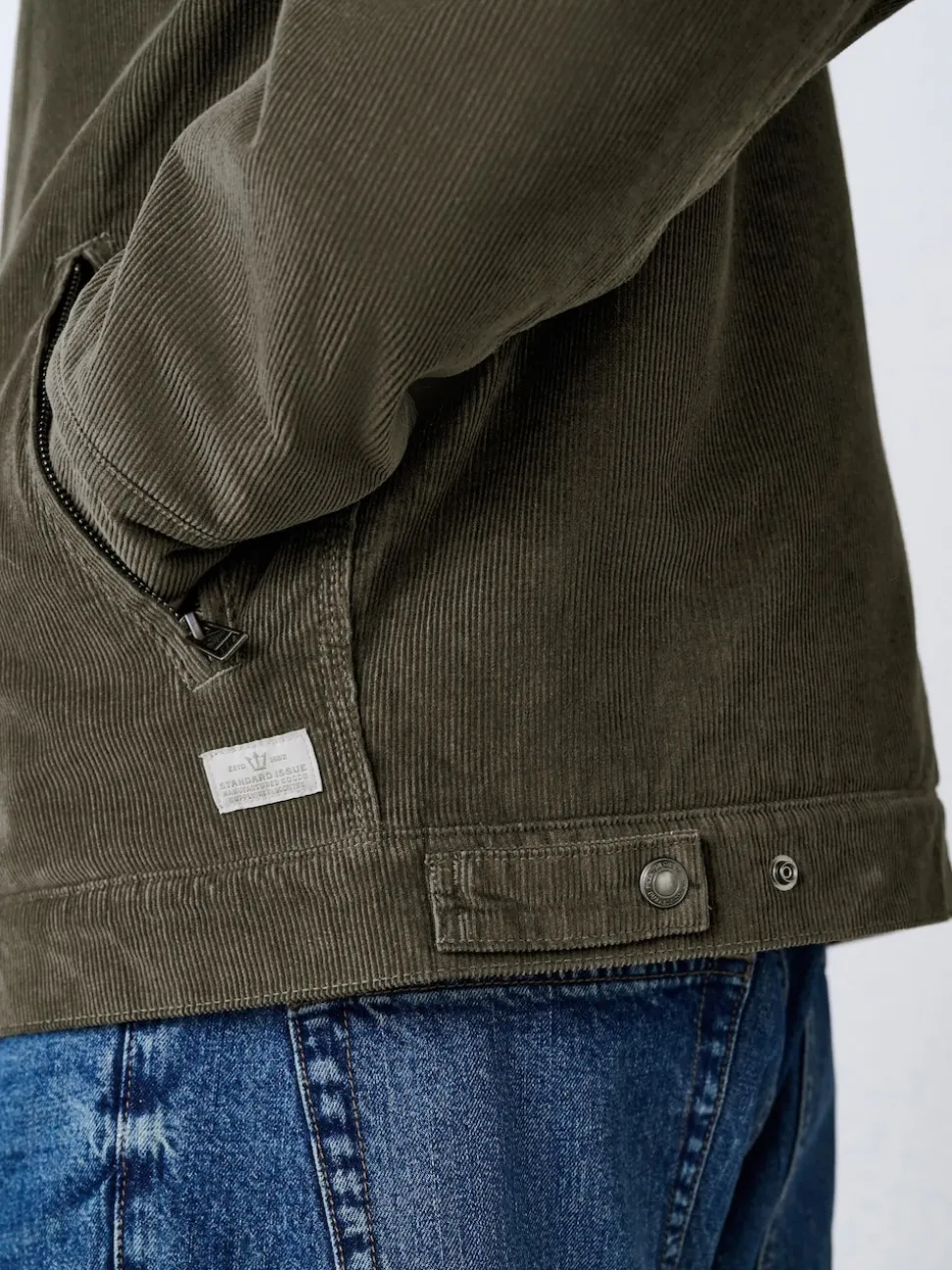 Marron champignon - Veste doublée en velours côtelé et en peau de mouton