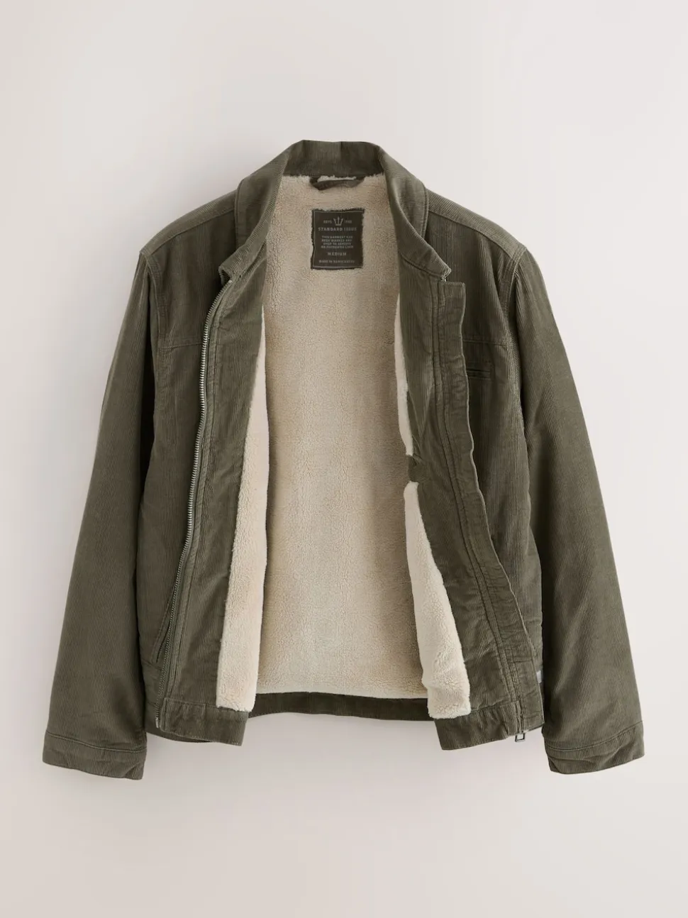 Marron champignon - Veste doublée en velours côtelé et en peau de mouton