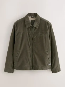 Marron champignon - Veste doublée en velours côtelé et en peau de mouton