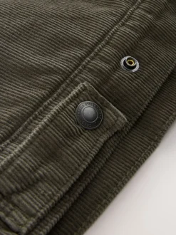 Marron champignon - Veste doublée en velours côtelé et en peau de mouton