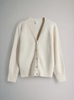 Marron chiné/Crème - The Set lot de 2 cardigans en maille côtelée épaisses avec laine