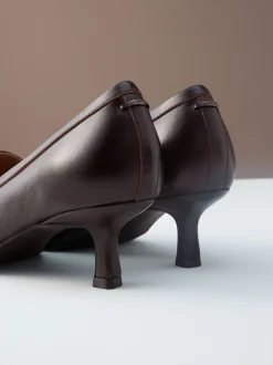 Marron choco - Cuir haut de gamme avec mocassins à talons à glands Motionflex à bout pointu
