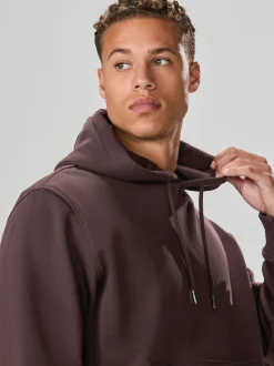 Marron chocolat - Ajustement régulier - Sweat-shirt à capuche en jersey riche en coton épais