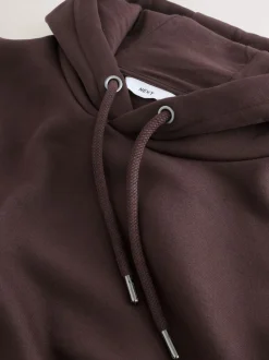 Marron chocolat - Ajustement régulier - Sweat-shirt à capuche en jersey riche en coton épais