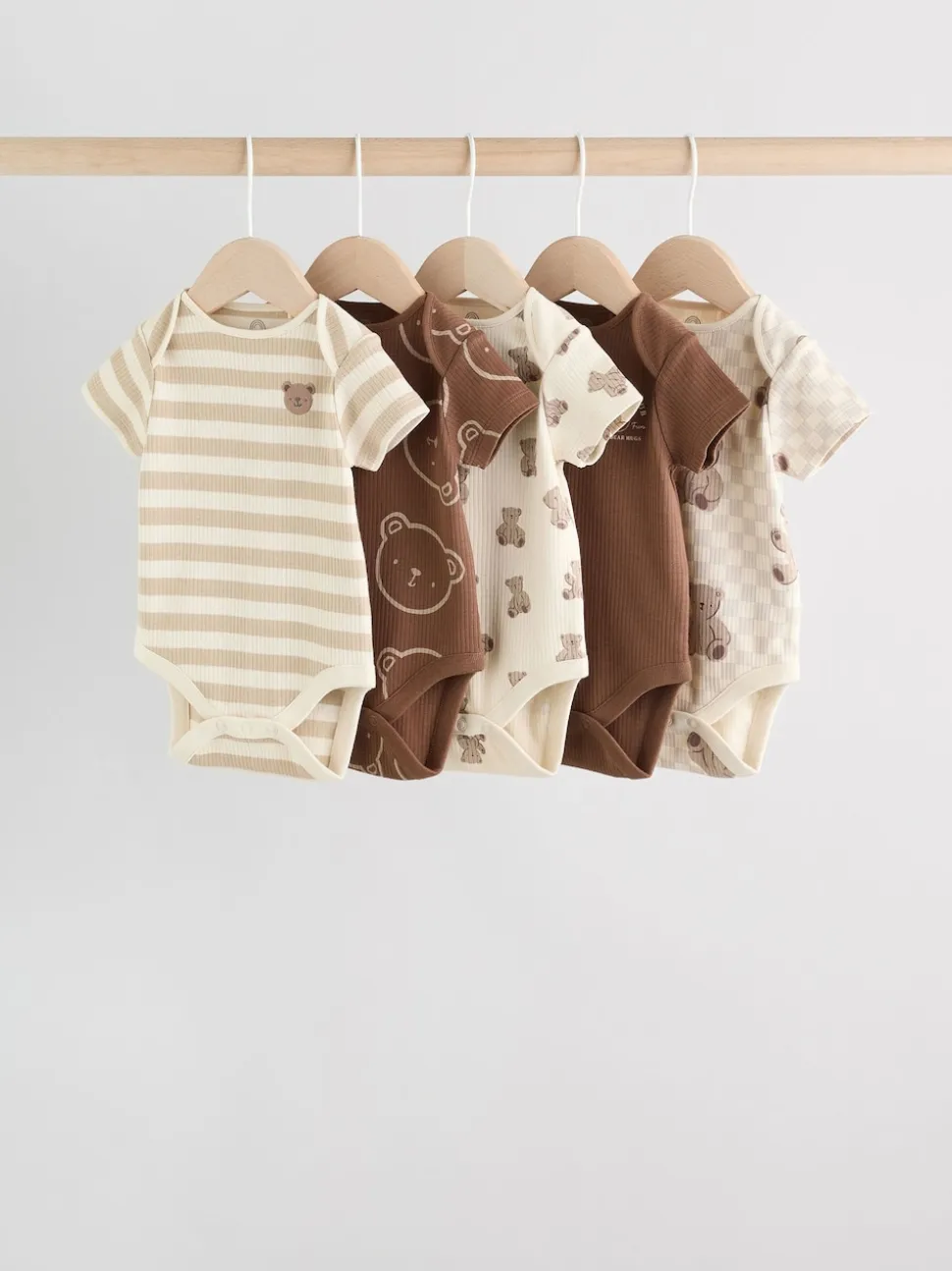 Marron chocolat - Bébé Manches courtes Bodysuits 5 Pack