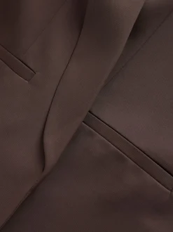 Marron chocolat - Blazer décontracté à manches froncées