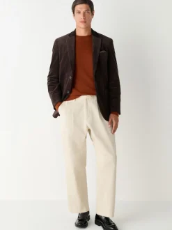 Marron chocolat - Blazer en velours côtelé