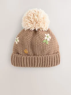 Marron chocolat - Bonnet brodé (1-13ans)