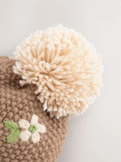 Marron chocolat - Bonnet brodé (1-13ans)