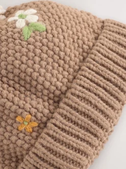 Marron chocolat - Bonnet brodé (1-13ans)