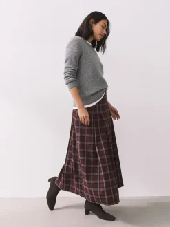 Marron chocolat - Bottes chaussettes à talon bloc et bout ciselé