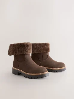 Marron chocolat - Bottines Forever Comfort® à poignets en fausse fourrure
